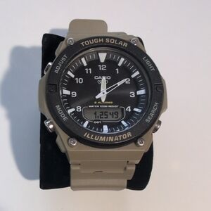 Casio AQ-S820W-5AV Tough Solar Smartwatch - Black and Tan